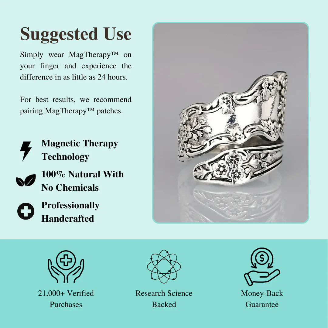 MagTherapy™ 925 Flower Engraved Spiral Menopause Ring