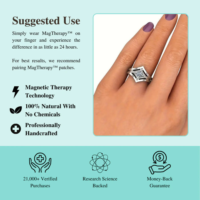 MagTherapy™ 925 Rhombus Inlaid Menopause Ring