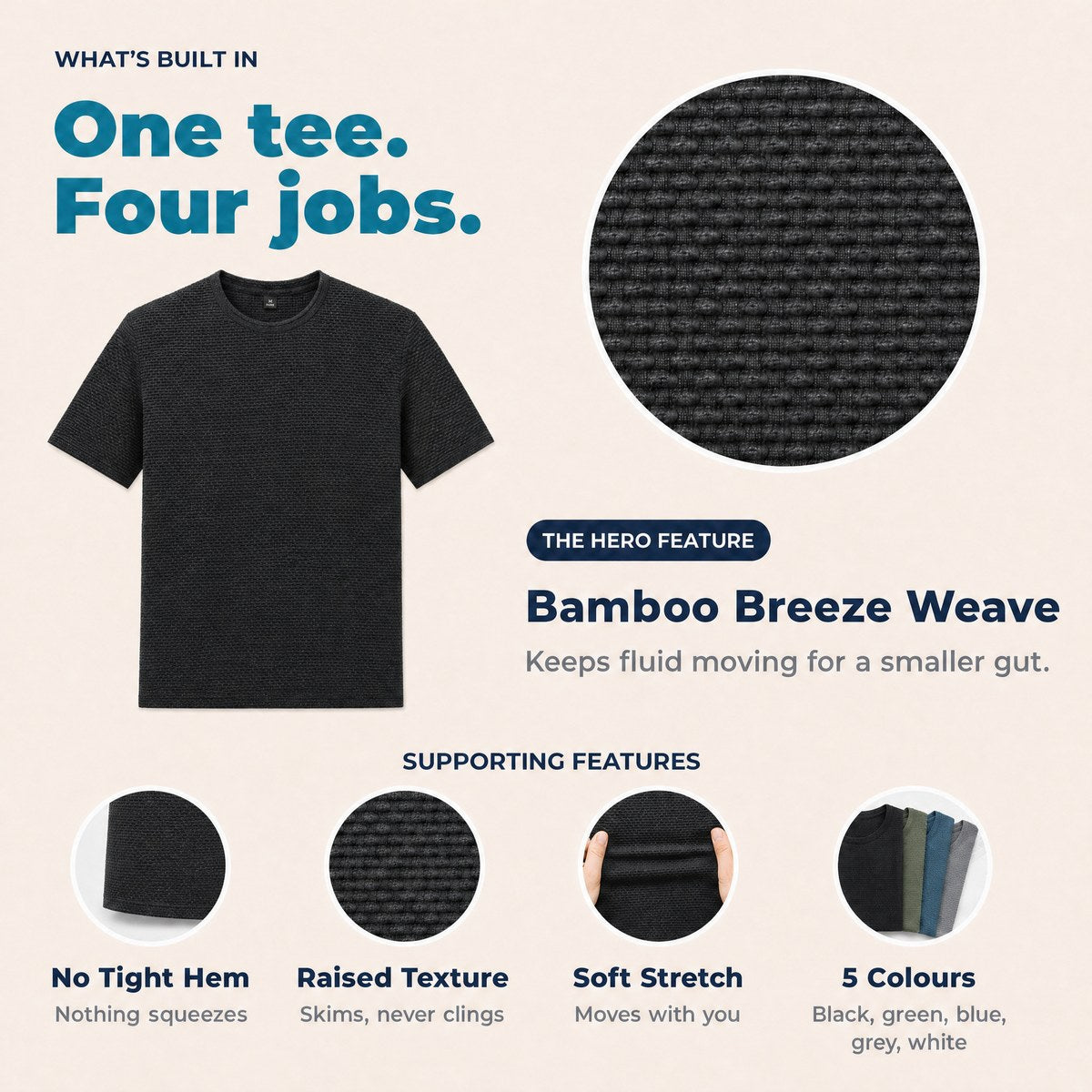 Aida Bamboo Drainage Tee - One tee, four jobs
