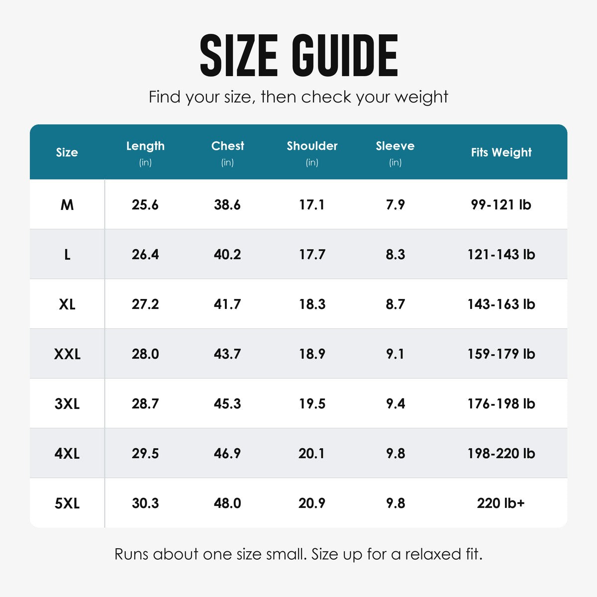 Aida Bamboo Drainage Tee - Size guide