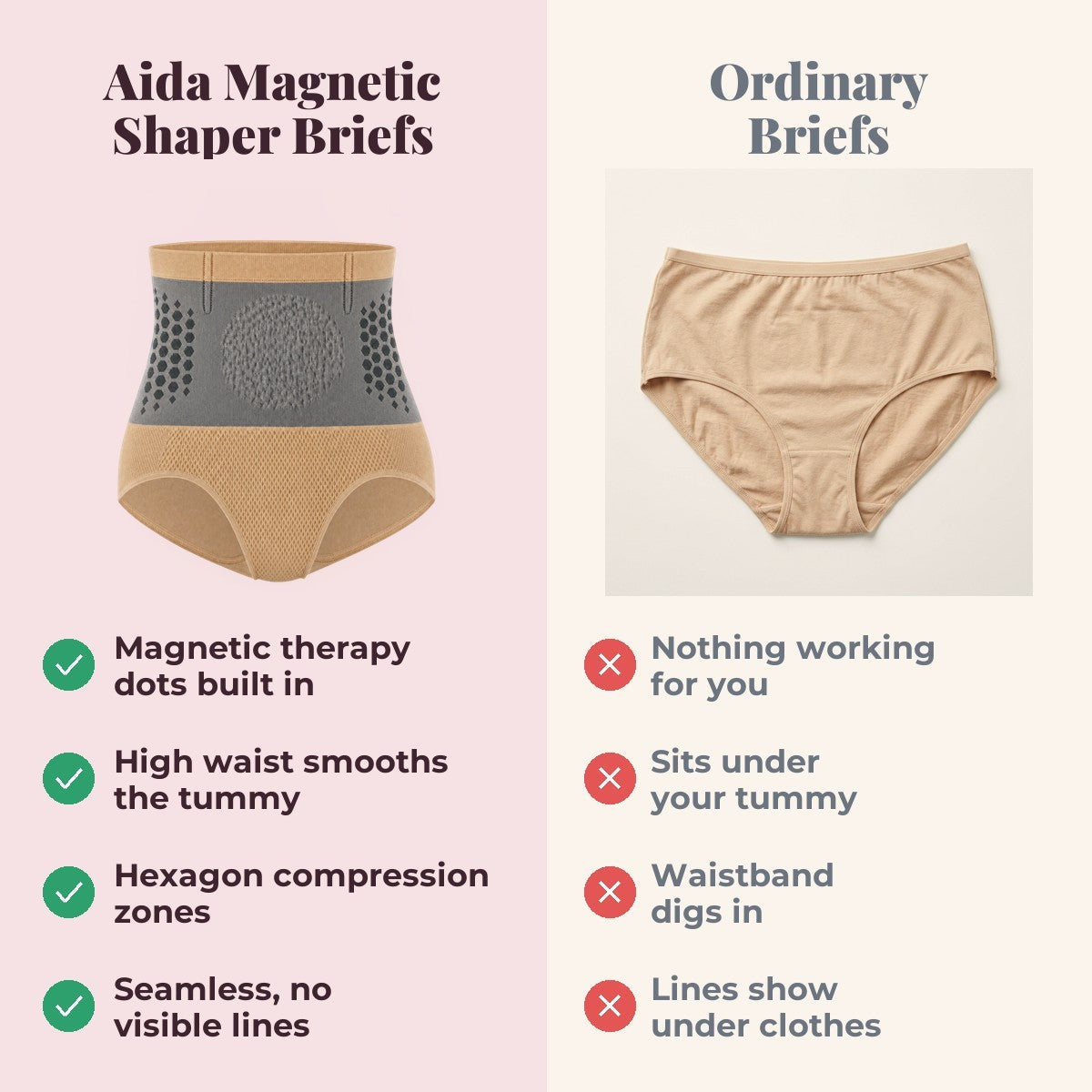 Aida Magnetic Therapy Shaper Briefs - Aida vs Ordinary