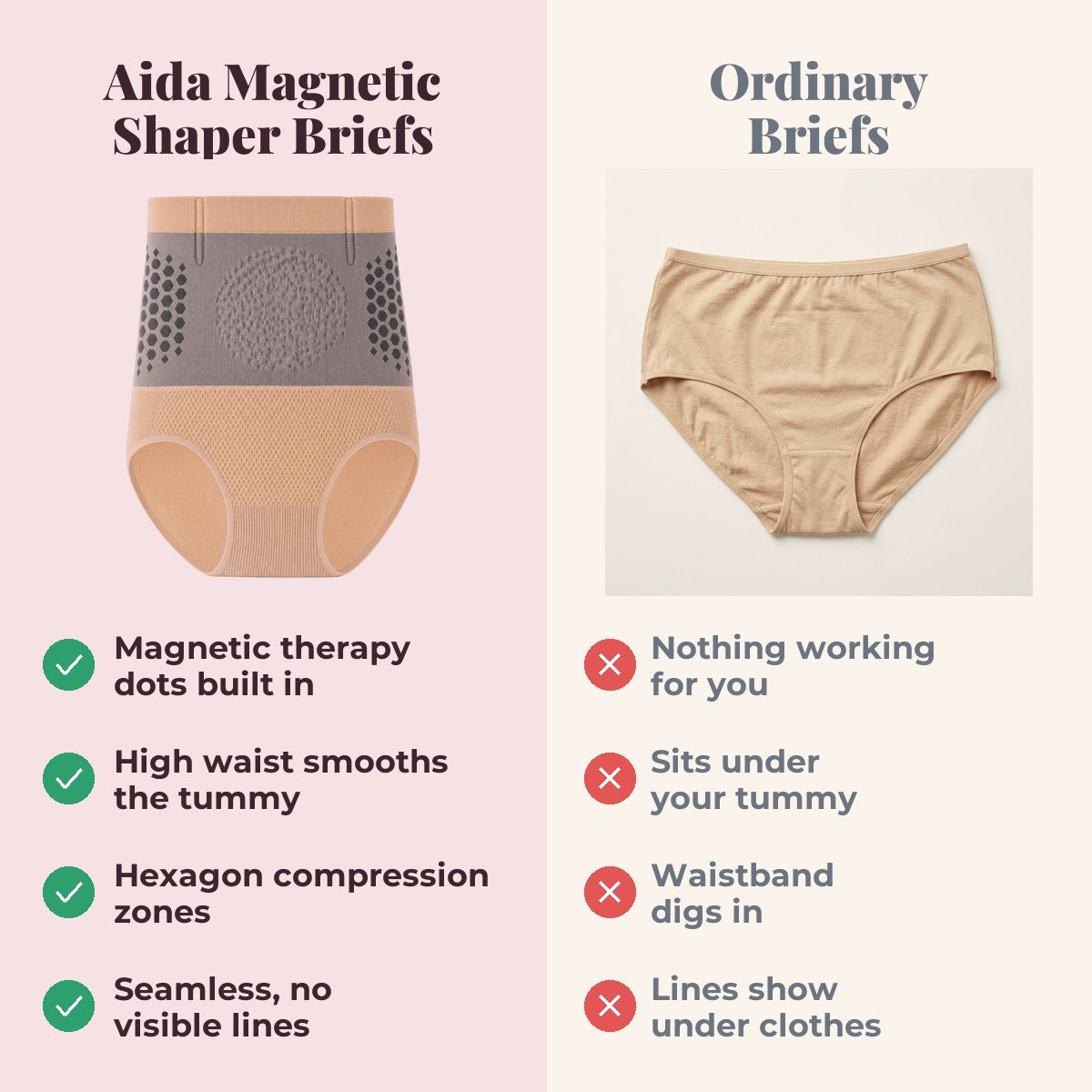 Aida Magnetic Therapy Shaper Briefs - Aida vs Ordinary