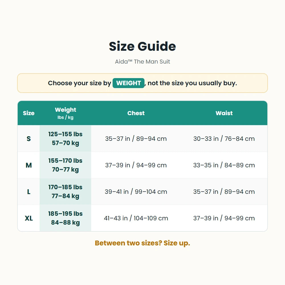 Aida The Man Suit - Size Guide