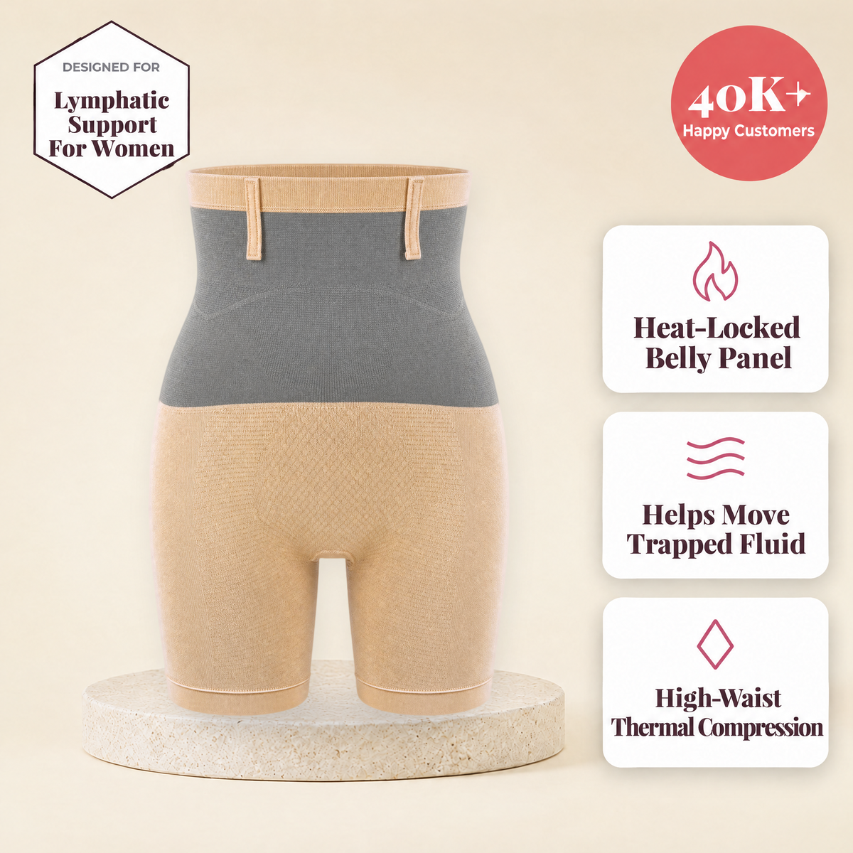 Aida Lymphatic Thermal Briefs - heat-locked high-waist mid-thigh shaper