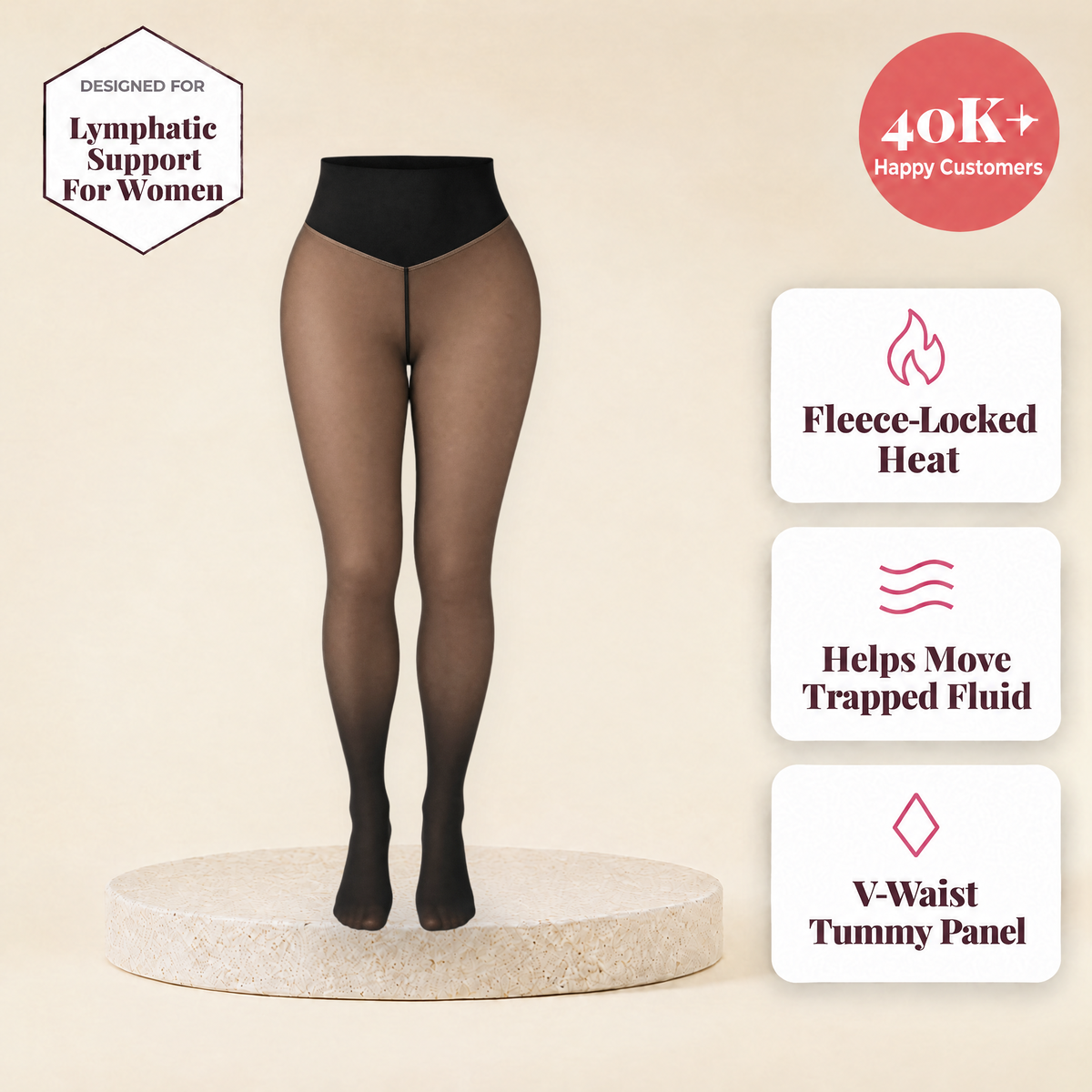 Aida Lymphatic Thermal Tights - fleece-lined high V-waist thermal tights