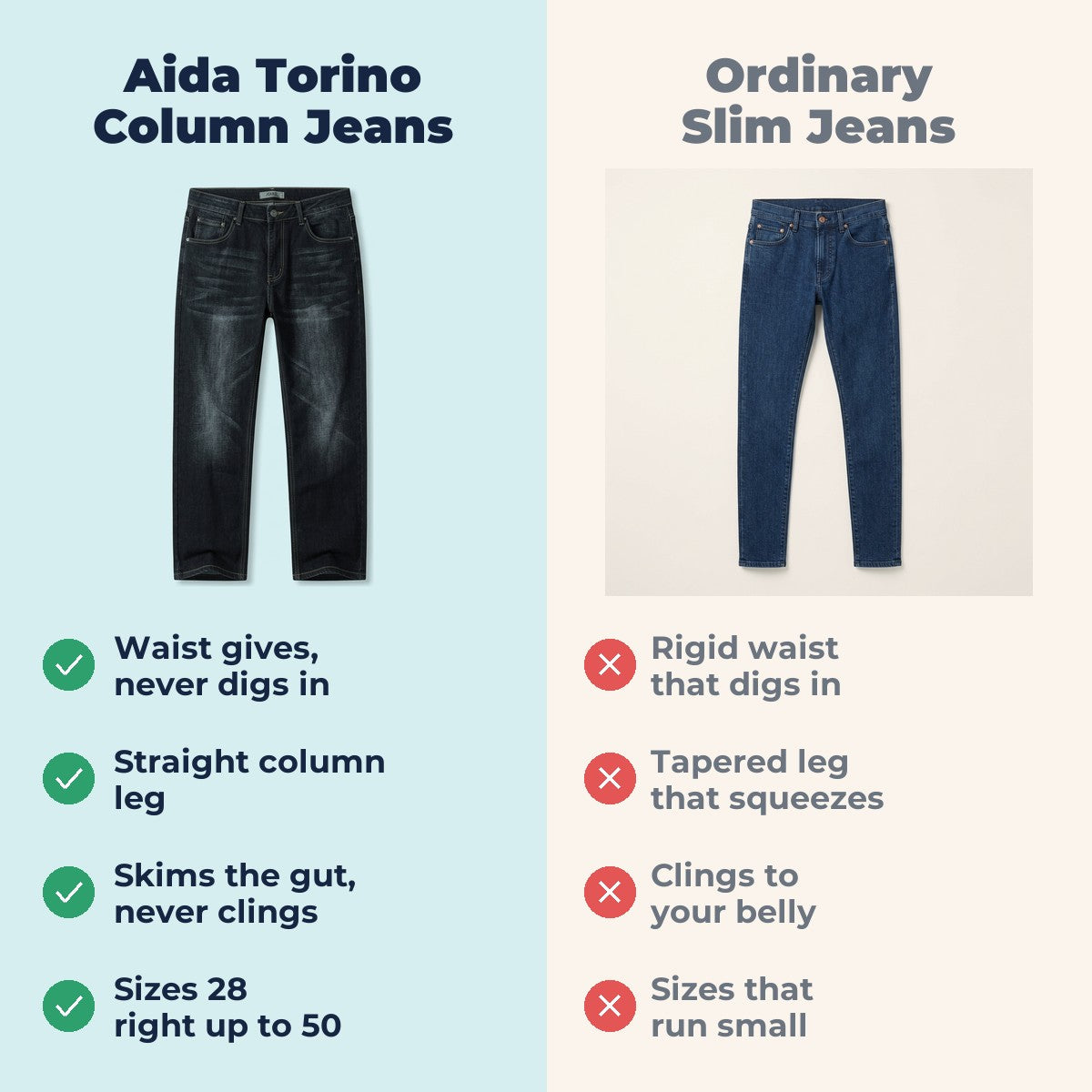 Aida vs ordinary slim jeans